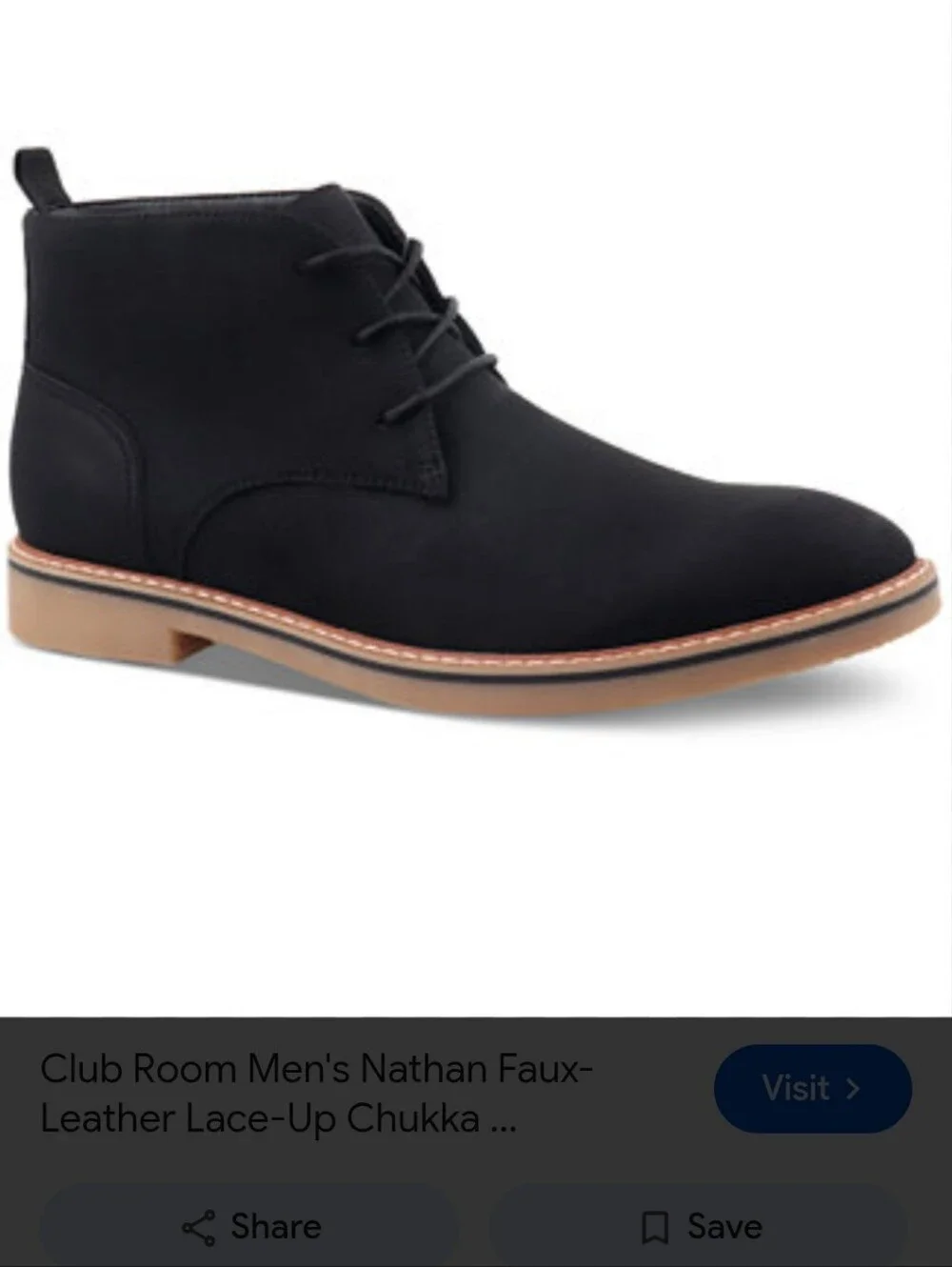 NWT Club Room Black Chukka Boot with Tan Welt